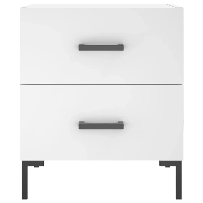 Lot de 2 tables de chevet avec tiroirs 40 x 35 x 47,5 cm bois d’ingénierie blanc et fer DEC034916