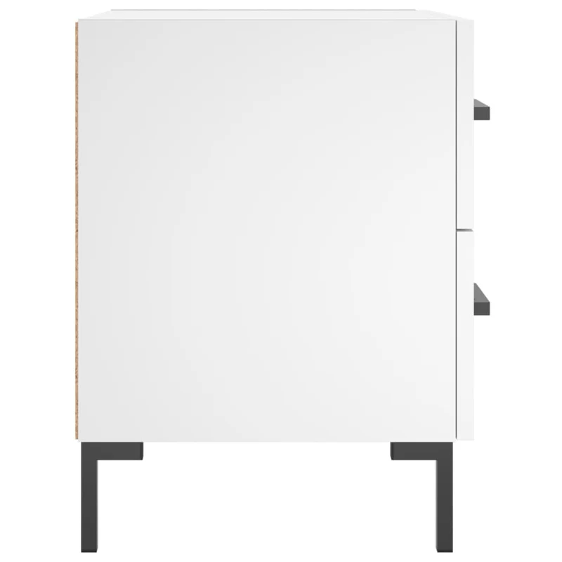 Lot de 2 tables de chevet avec tiroirs 40 x 35 x 47,5 cm bois d’ingénierie blanc et fer DEC034916