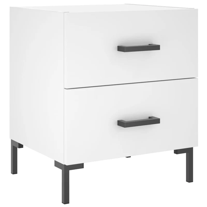 Lot de 2 tables de chevet avec tiroirs 40 x 35 x 47,5 cm bois d’ingénierie blanc et fer DEC034916
