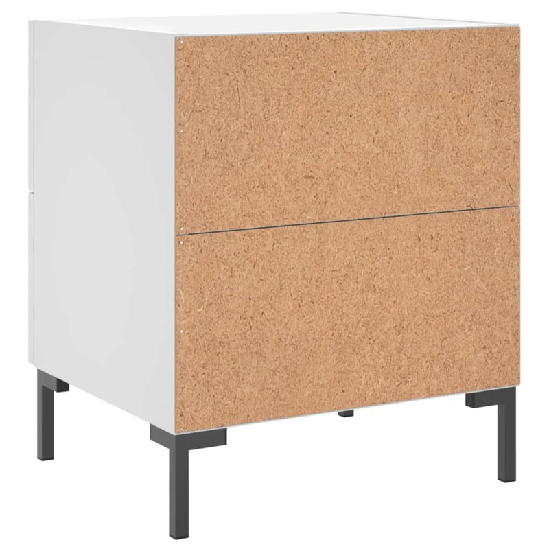 Lot de 2 tables de chevet avec tiroirs 40 x 35 x 47,5 cm bois d’ingénierie blanc et fer DEC034916