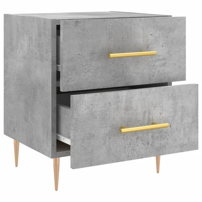 Table de chevet avec tiroirs 40 x 35 x 47,5 cm bois d’ingénierie gris et fer DEC033984