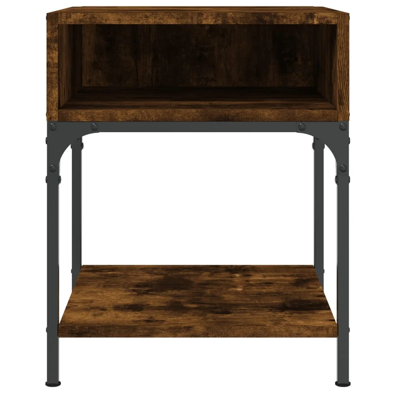 Table de chevet avec étagère et compartiment ouvert 40 x 41 x 50 cm bois d'ingénierie marron et fer DEC033633
