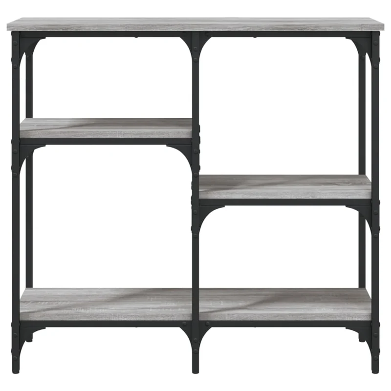 Table console avec étagères 80 x 29 x 75 cm bois d'ingénierie gris et métal DEC032250