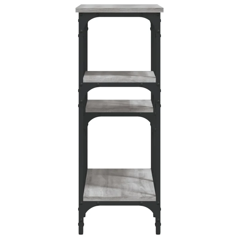 Table console avec étagères 80 x 29 x 75 cm bois d'ingénierie gris et métal DEC032250