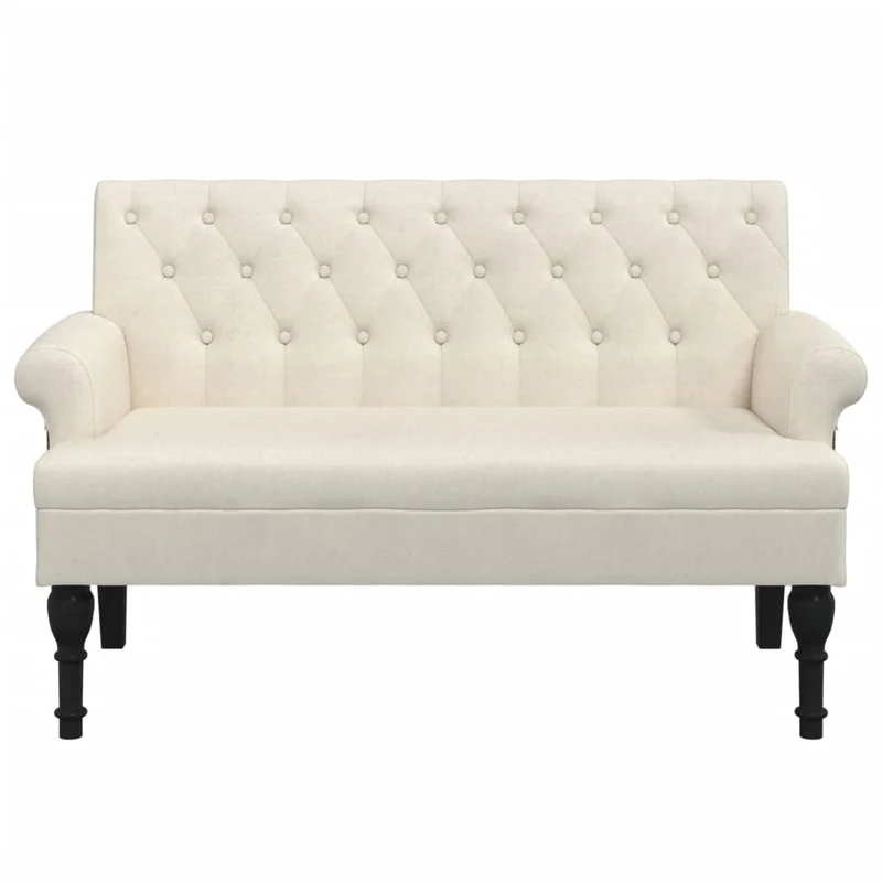 Banquette banc avec dossier capitonné et accoudoirs 120 x 62 x 75,5 cm en tissu crème DEC024637