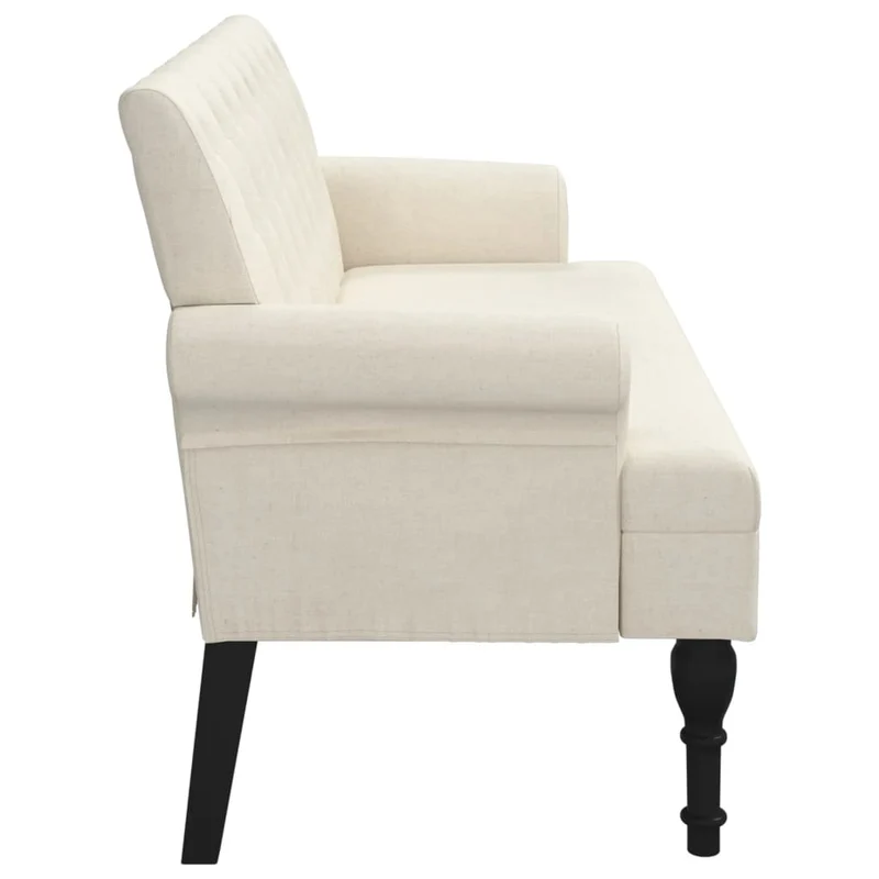 Banquette banc avec dossier capitonné et accoudoirs 120 x 62 x 75,5 cm en tissu crème DEC024637