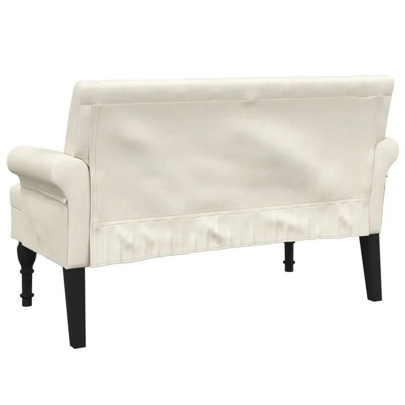 Banquette banc avec dossier capitonné et accoudoirs 120 x 62 x 75,5 cm en tissu crème DEC024637
