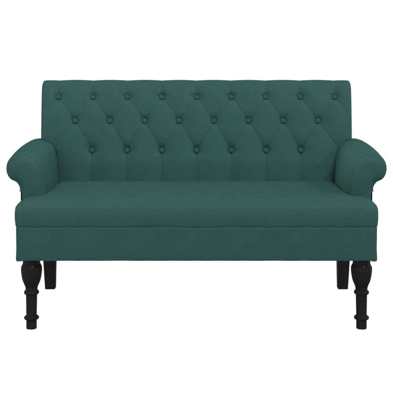 Banquette banc avec dossier capitonné accoudoirs 120 x 62 x 75,5 cm en tissu vert DEC024662