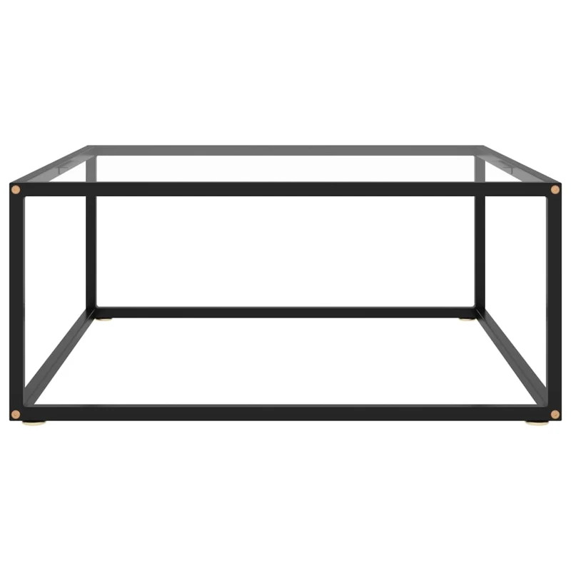 Table basse design moderne et contemporaine avec verre trempé et acier noir 80 x 80 x 35 cm DEC039887