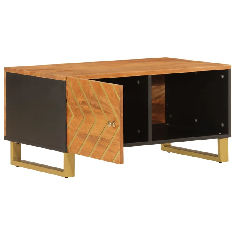 Table basse design tropical et 80 x 50 x 40 cm bois de massif manguier MDF et fer DEC039449