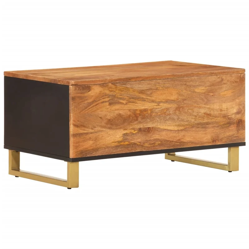 Table basse design tropical et 80 x 50 x 40 cm bois de massif manguier MDF et fer DEC039449