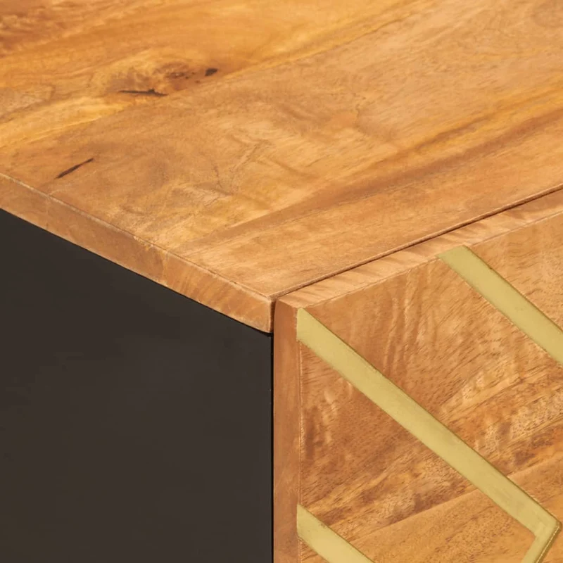 Table basse design tropical et 80 x 50 x 40 cm bois de massif manguier MDF et fer DEC039449