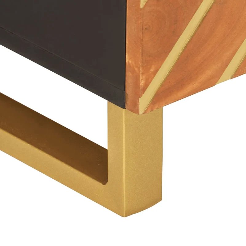 Table basse design tropical et 80 x 50 x 40 cm bois de massif manguier MDF et fer DEC039449