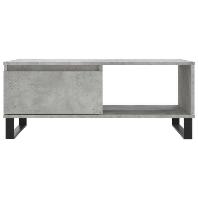 Table basse avec tiroir design moderne et contemporaine 90 x 50 x 36,5 cm bois d'ingénierie gris et métal DEC039377