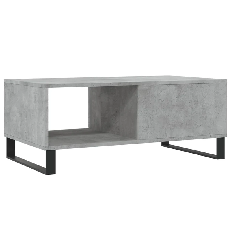 Table basse avec tiroir design moderne et contemporaine 90 x 50 x 36,5 cm bois d'ingénierie gris et métal DEC039377