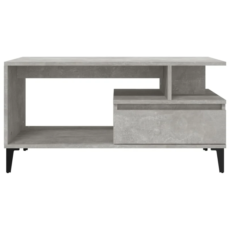 Table basse avec tiroir design moderne et contemporain 90 x 49 x 45 cm bois d'ingénierie gris et métal DEC039362