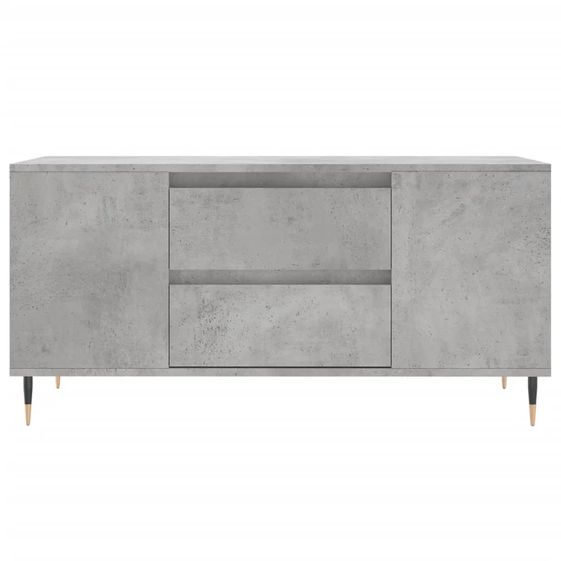 Table basse avec 2 tiroirs et 4 compartiments design moderne 102 x 44,5 x 50 cm bois d'ingénierie gris et métal DEC039243