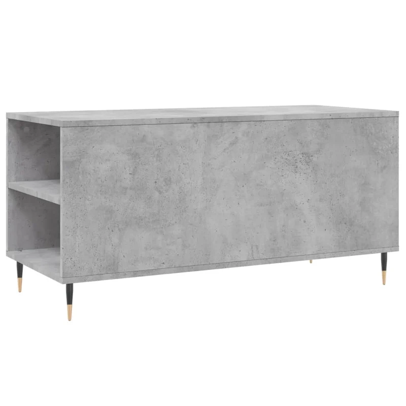 Table basse avec 2 tiroirs et 4 compartiments design moderne 102 x 44,5 x 50 cm bois d'ingénierie gris et métal DEC039243