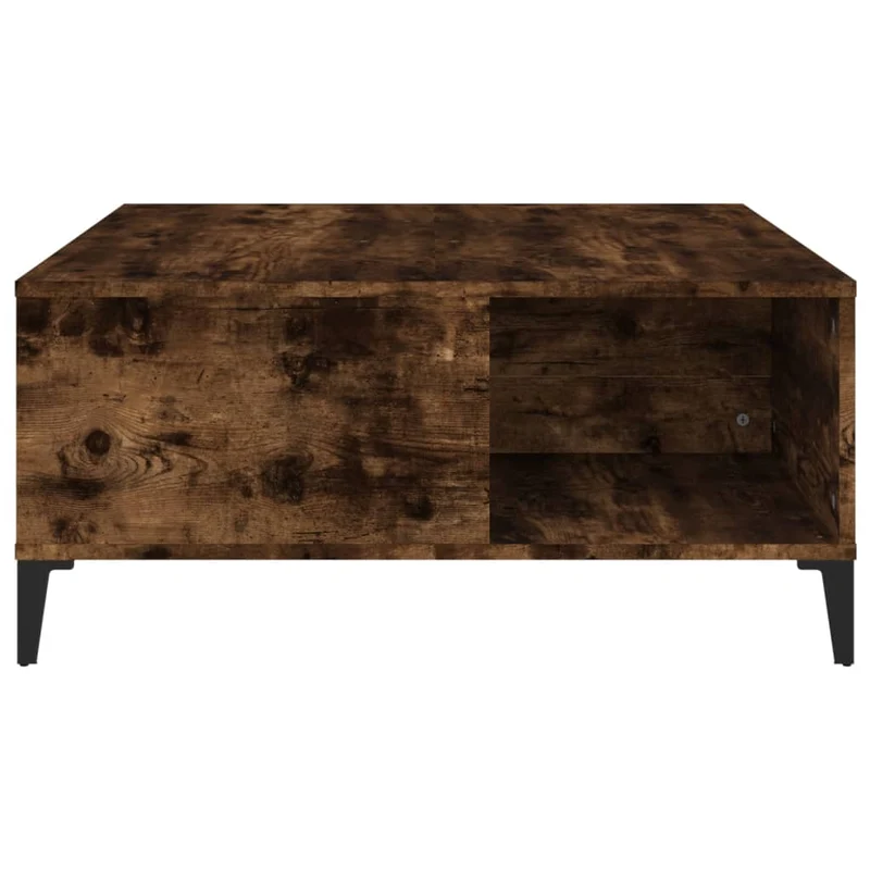 Table basse design moderne et contemporaine 80 x 80 x 36,5 cm bois d'ingénierie marron et métal DEC038490