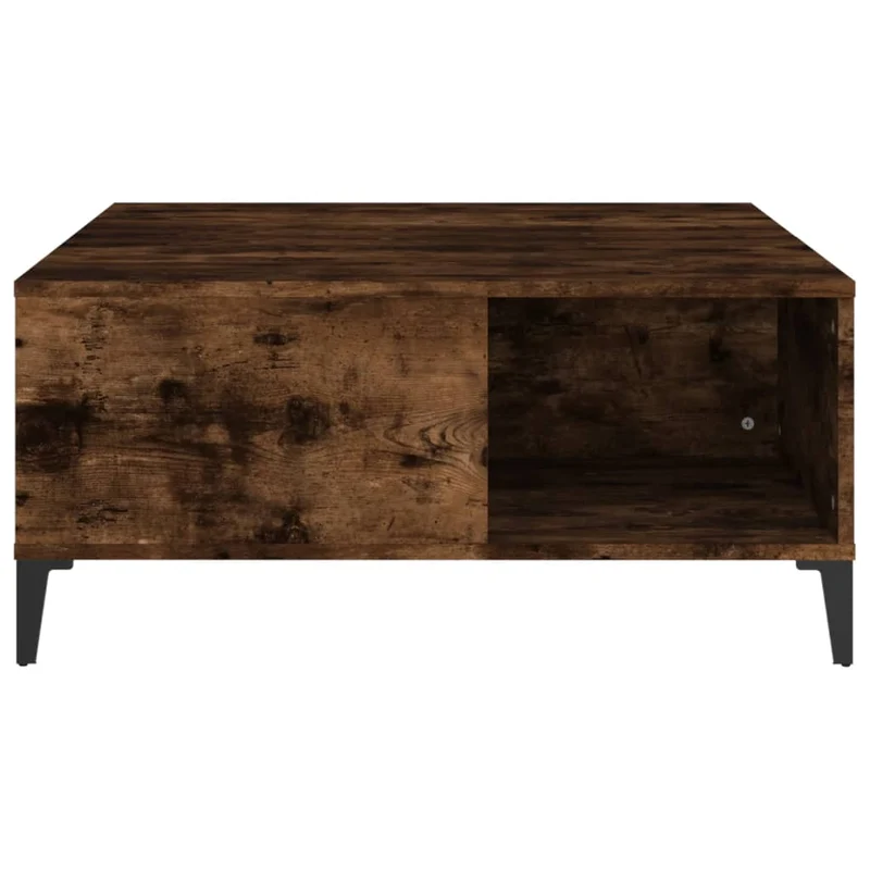 Table basse design moderne et contemporaine 80 x 80 x 36,5 cm bois d'ingénierie marron et métal DEC038490