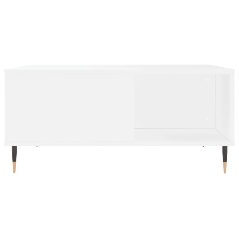 Table basse design moderne et contemporaine 80 x 80 x 36,5 cm bois d'ingénierie blanc et métal DEC037970