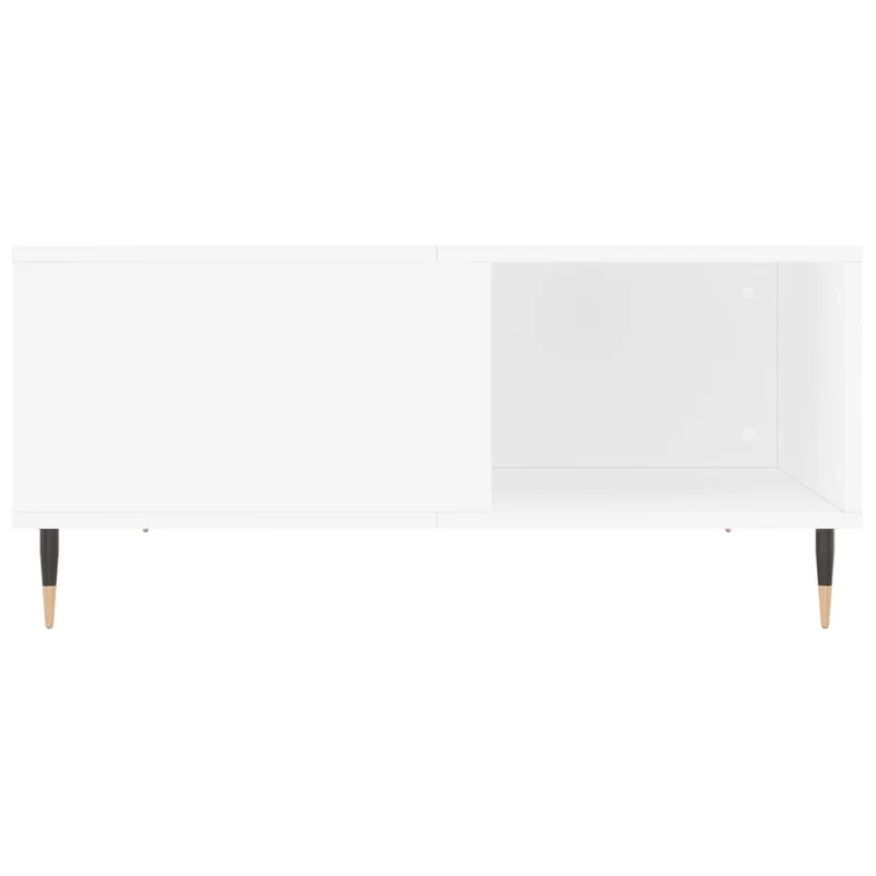 Table basse design moderne et contemporaine 80 x 80 x 36,5 cm bois d'ingénierie blanc et métal DEC037970