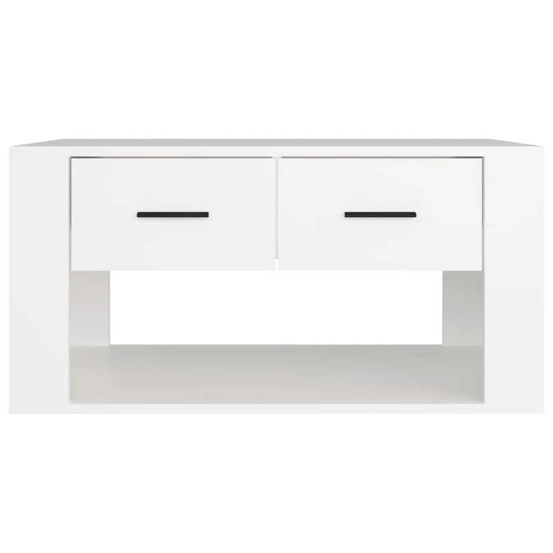Table basse avec tiroirs design moderne et contemporain 80 x 50 x 40 cm bois d'ingénierie blanc DEC037954