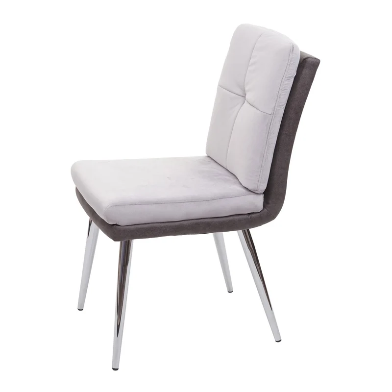 2x chaises de salle à manger cuisine synthétique velours métal gris design moderne et chic 04_0000401