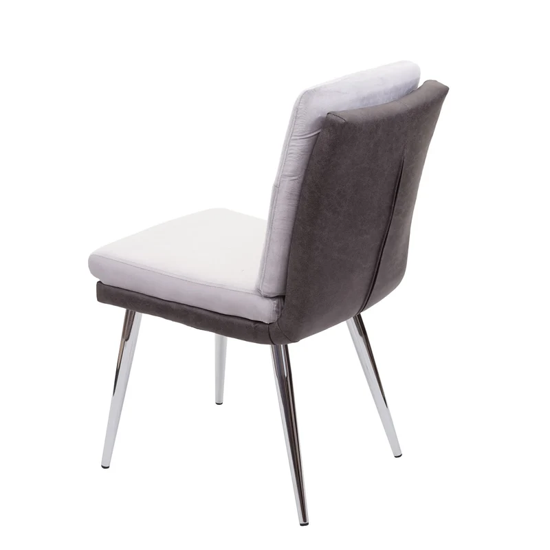 2x chaises de salle à manger cuisine synthétique velours métal gris design moderne et chic 04_0000401