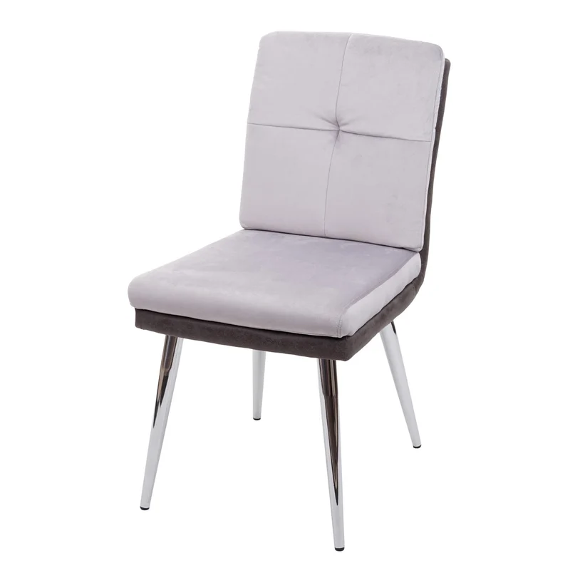 2x chaises de salle à manger cuisine synthétique velours métal gris design moderne et chic 04_0000401