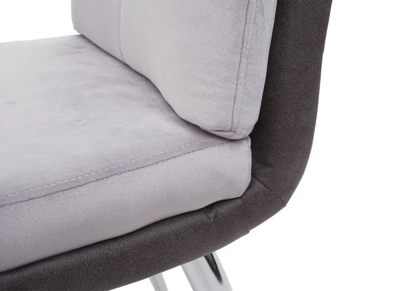 2x chaises de salle à manger cuisine synthétique velours métal gris design moderne et chic 04_0000401