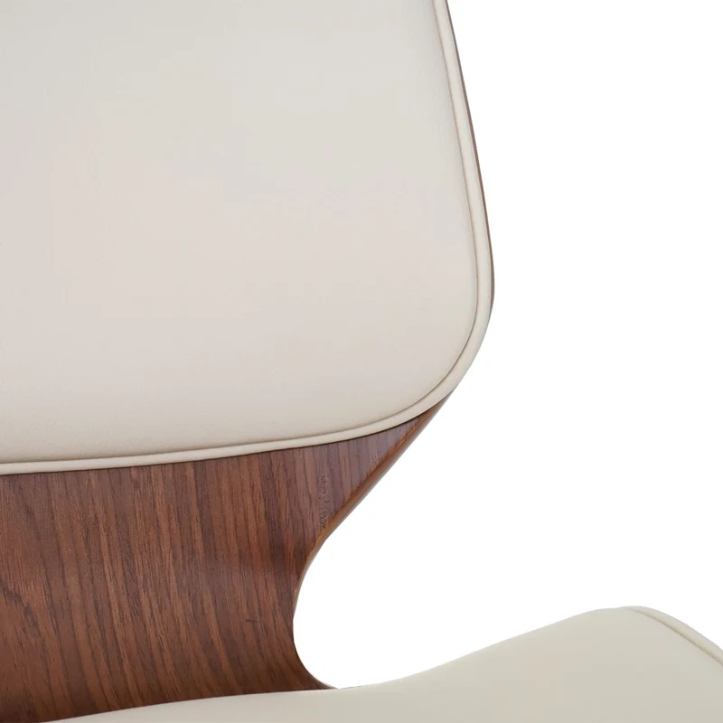 Lot de 2 chaises de salle à manger bois courbé design rétro aspect noyer assise en PVC crème 04_0000336