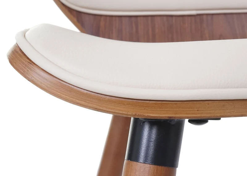 Lot de 2 chaises de salle à manger bois courbé design rétro aspect noyer assise en PVC crème 04_0000336