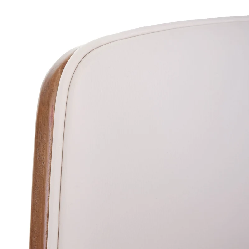 Lot de 2 chaises de salle à manger bois courbé design rétro aspect noyer assise en PVC crème 04_0000336