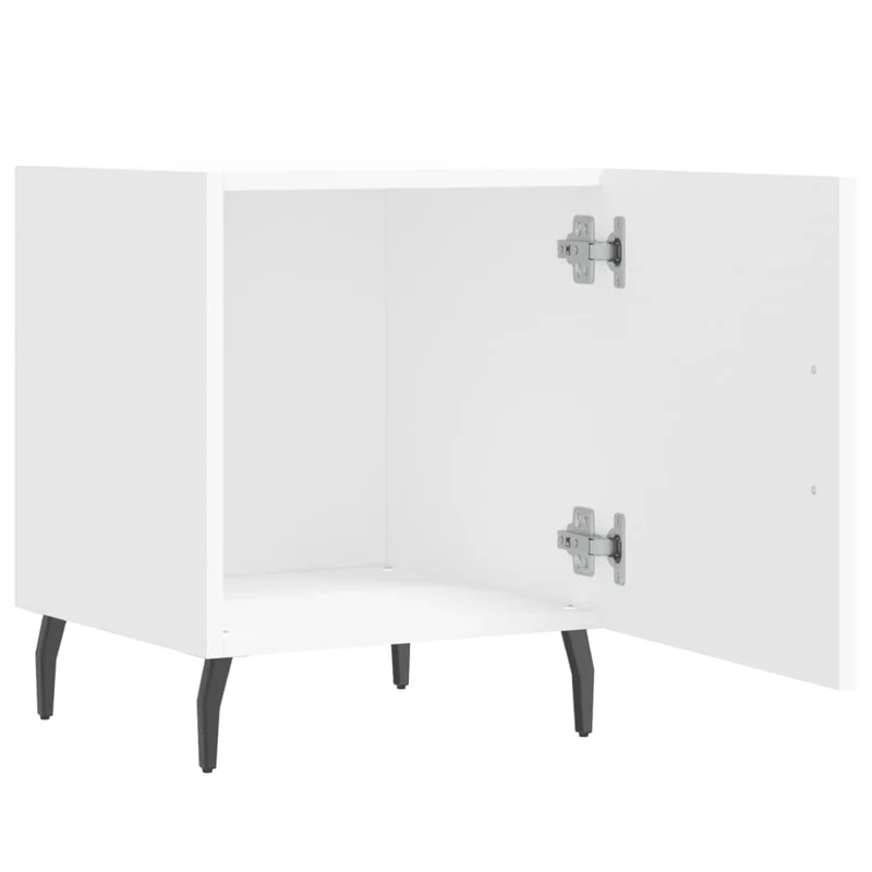 Lot de 2 tables de chevet avec compartiment avec porte 40 x 40 x 50 cm bois d’ingénierie blanc DEC034960