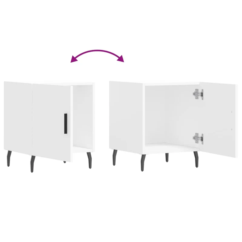 Lot de 2 tables de chevet avec compartiment avec porte 40 x 40 x 50 cm bois d’ingénierie blanc DEC034960
