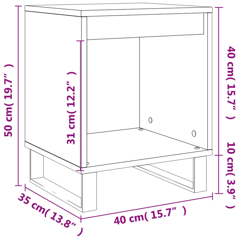Lot de 2 tables de chevet avec compartiment ouvert 40 x 35 x 50 cm bois d’ingénierie blanc DEC034934