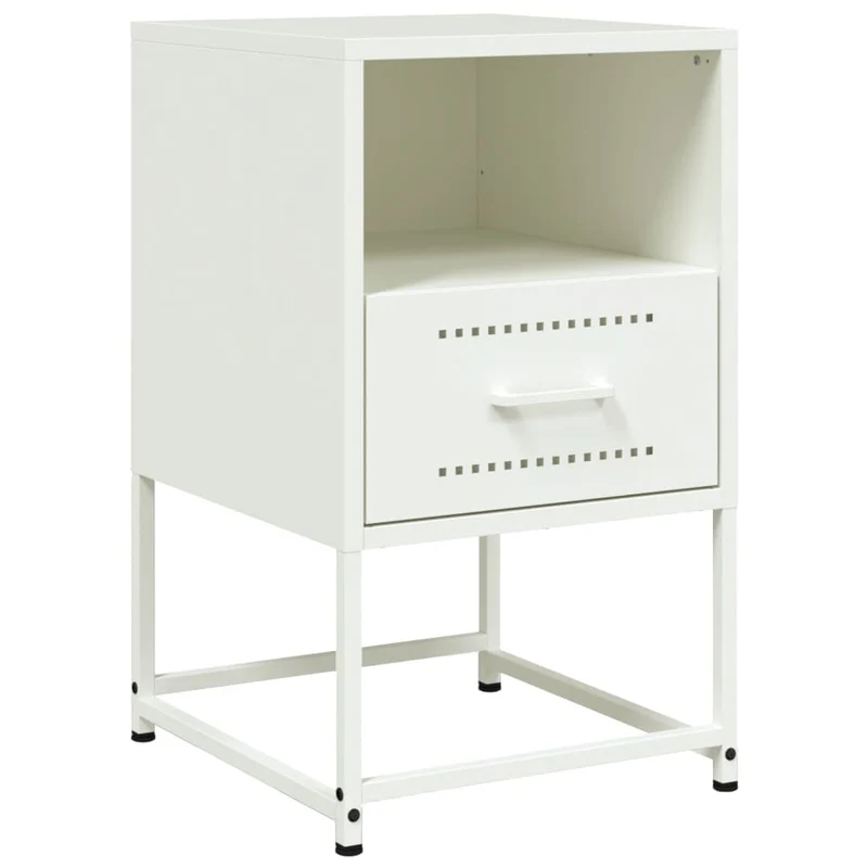 Lot de 2 tables de chevet avec tiroir et compartiment ouvert 36 x 39 x 60,5 cm acier blanc DEC034870