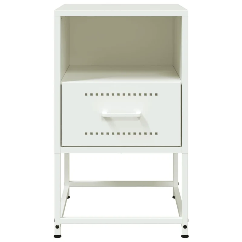 Lot de 2 tables de chevet avec tiroir et compartiment ouvert 36 x 39 x 60,5 cm acier blanc DEC034870