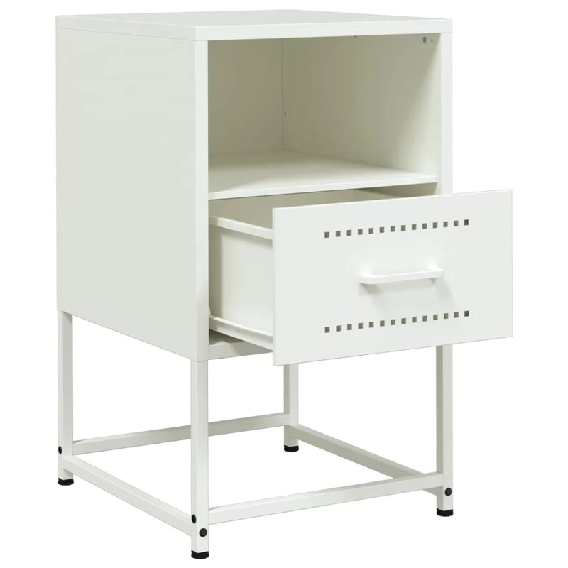 Lot de 2 tables de chevet avec tiroir et compartiment ouvert 36 x 39 x 60,5 cm acier blanc DEC034870