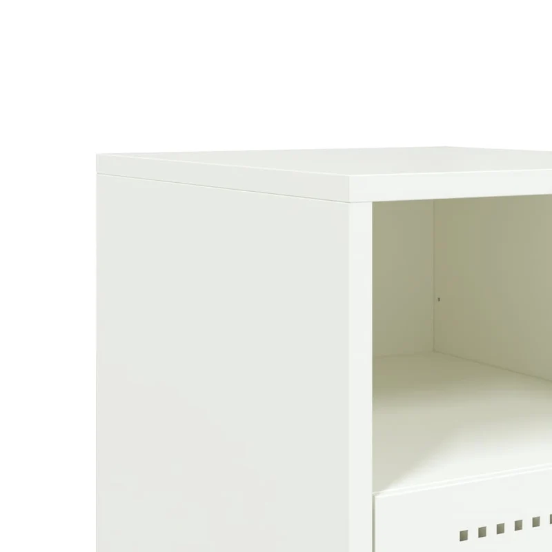 Lot de 2 tables de chevet avec tiroir et compartiment ouvert 36 x 39 x 60,5 cm acier blanc DEC034870