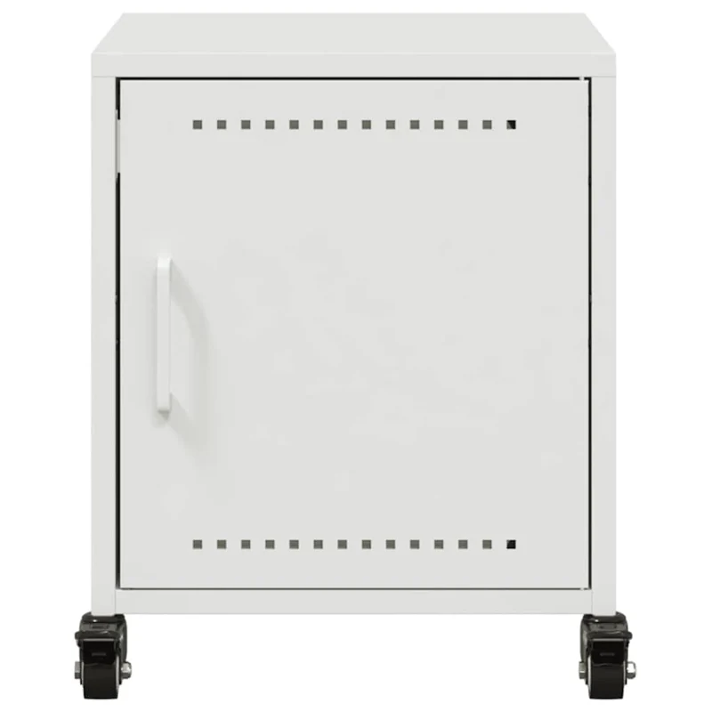 Lot de 2 tables de chevet sur roulettes avec compartiment avec porte 36 x 39 x 43,5 cm acier blanc DEC034864