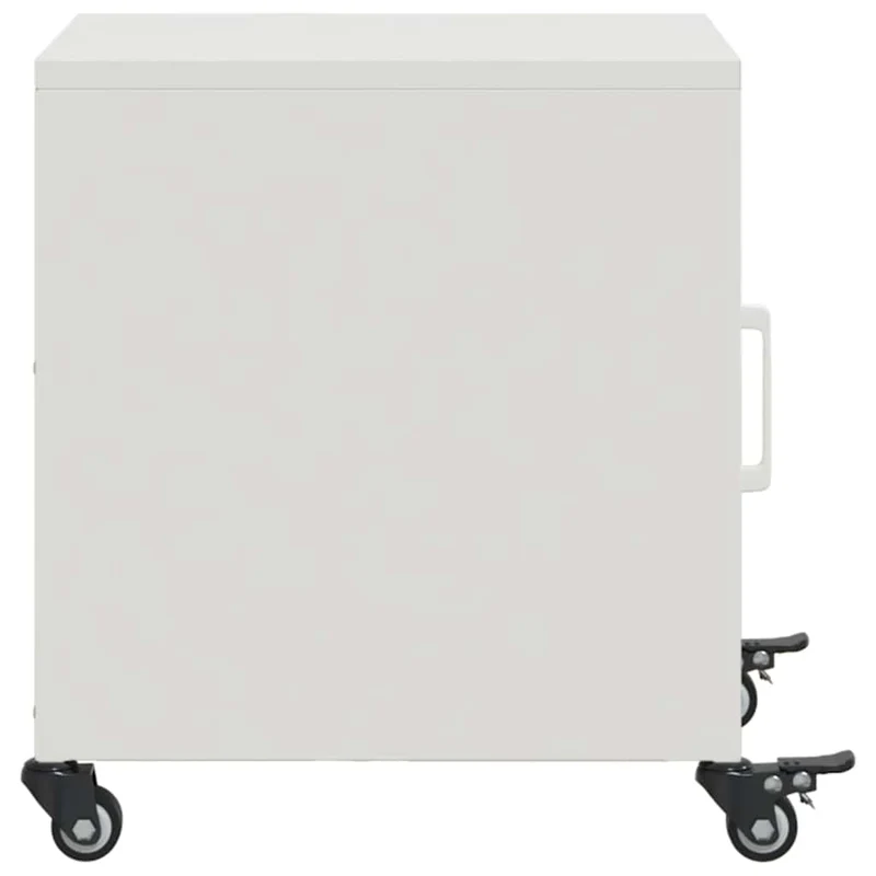 Lot de 2 tables de chevet sur roulettes avec compartiment avec porte 36 x 39 x 43,5 cm acier blanc DEC034864