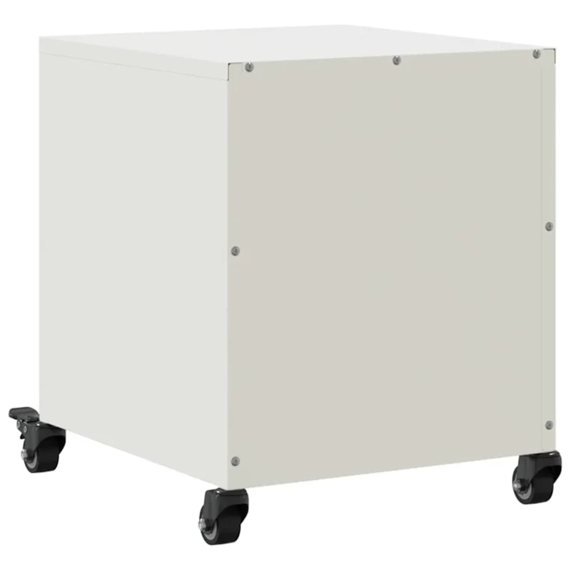 Lot de 2 tables de chevet sur roulettes avec compartiment avec porte 36 x 39 x 43,5 cm acier blanc DEC034864