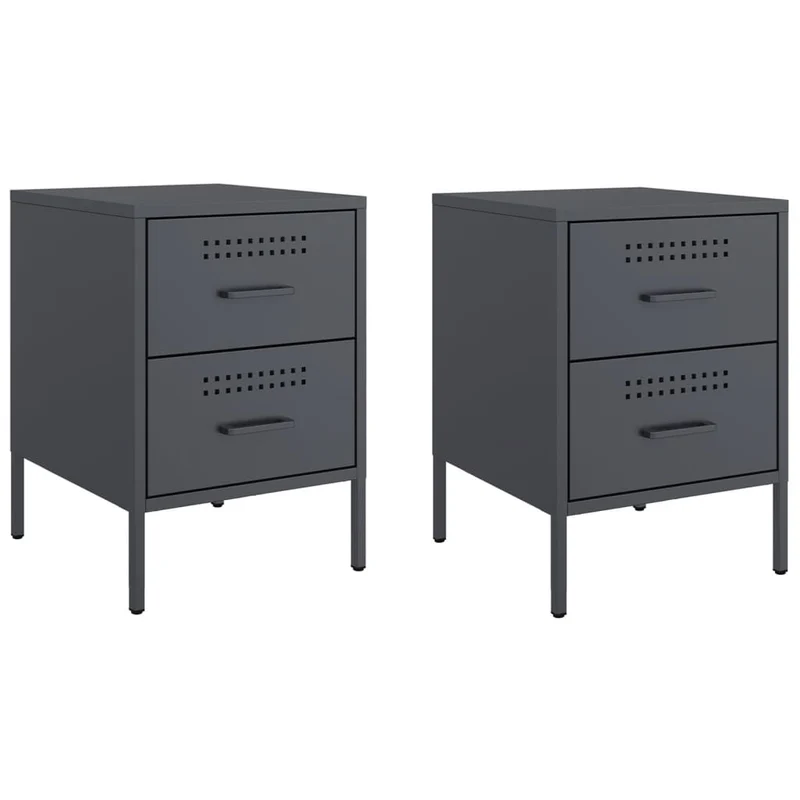 Lot de 2 tables de chevet avec tiroirs 36 x 39 x 50,5 cm acier anthracite DEC034826