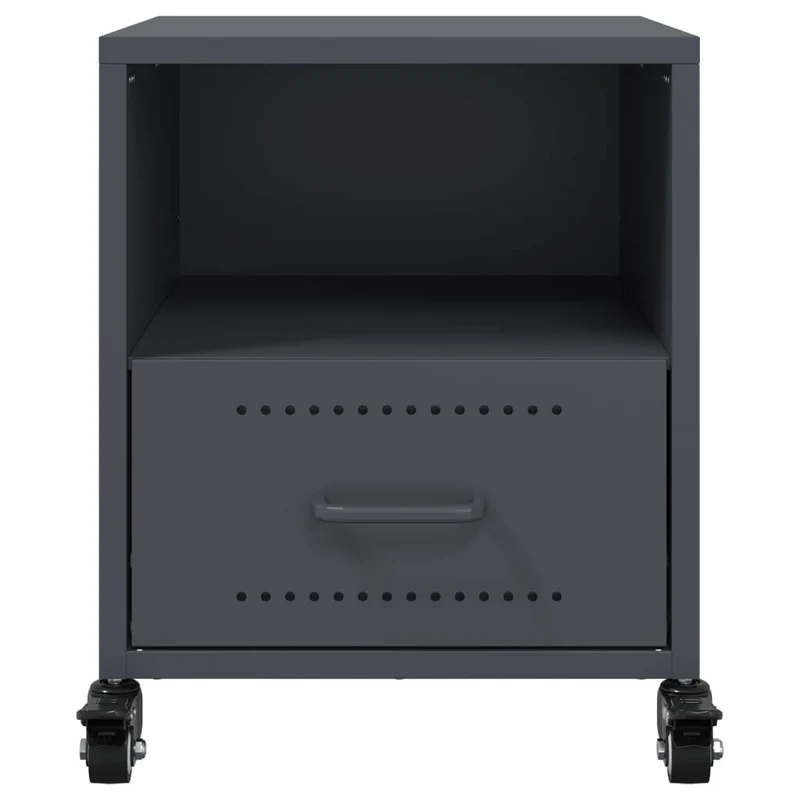 Lot de 2 tables de chevet sur roulettes avec tiroir et compartiment ouvert 36 x 39 x 43,5 cm acier anthracite DEC034823