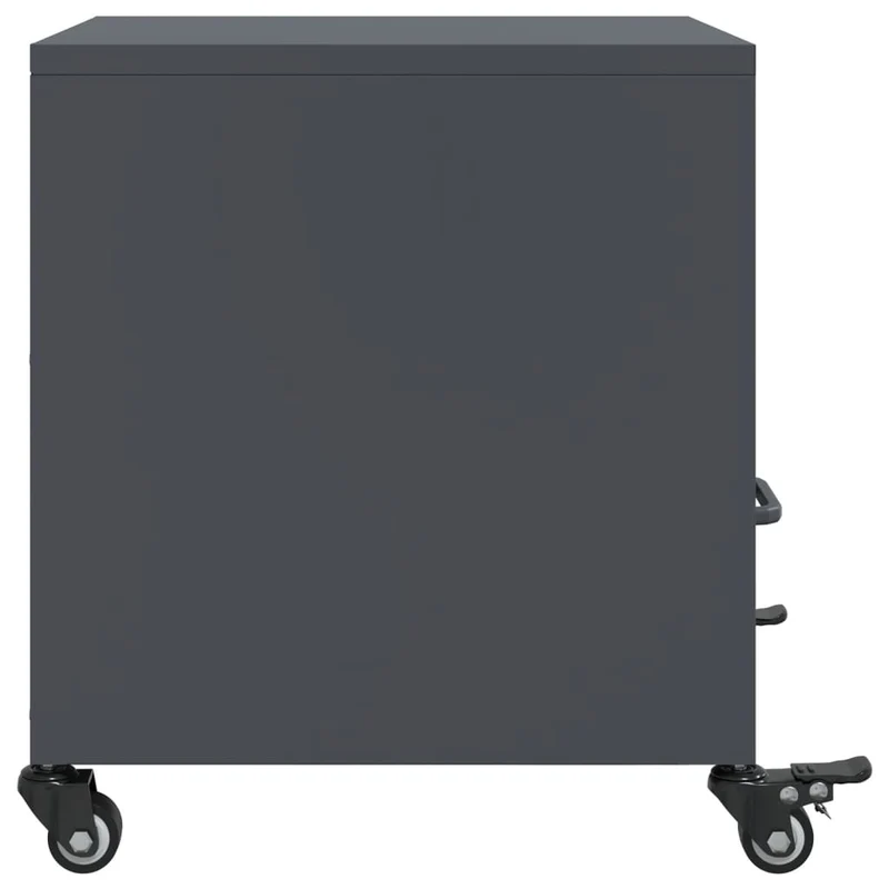 Lot de 2 tables de chevet sur roulettes avec tiroir et compartiment ouvert 36 x 39 x 43,5 cm acier anthracite DEC034823