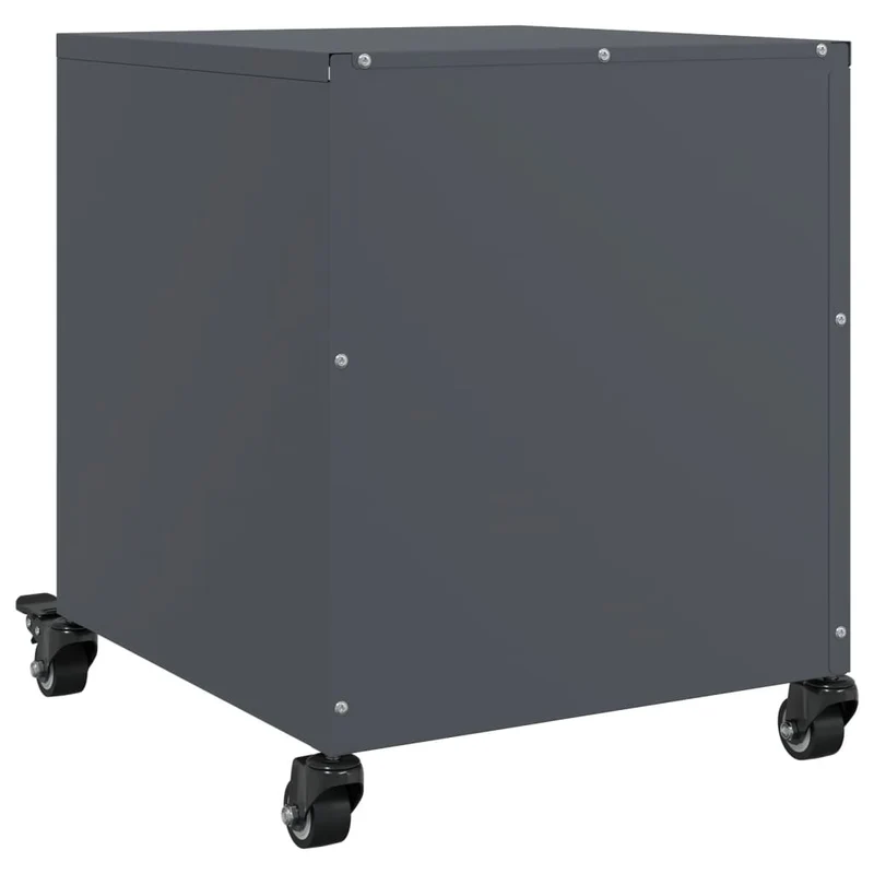Lot de 2 tables de chevet sur roulettes avec tiroir et compartiment ouvert 36 x 39 x 43,5 cm acier anthracite DEC034823