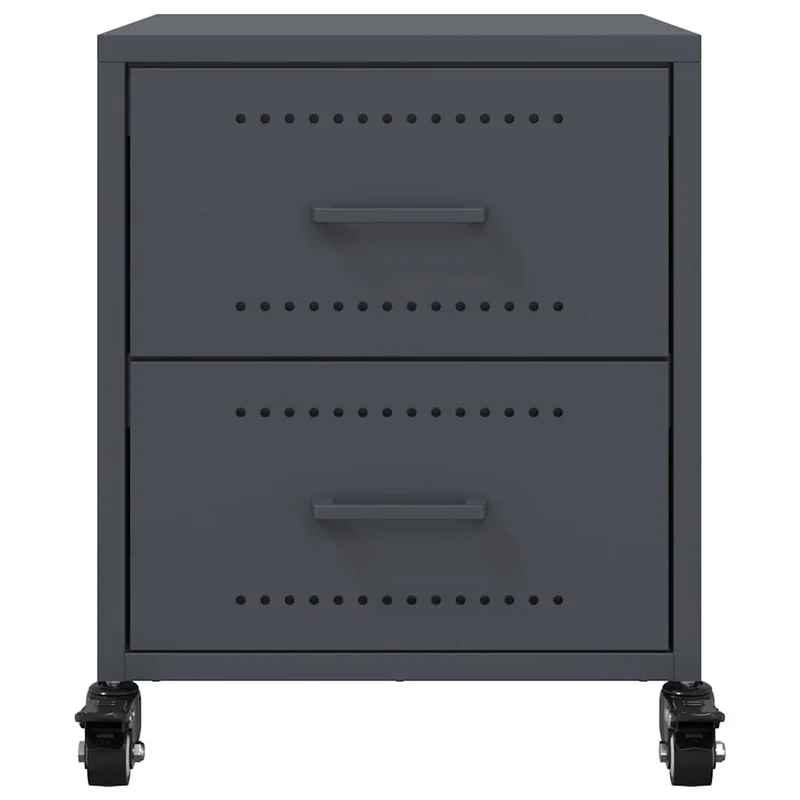 Lot de 2 tables de chevet sur roulettes avec tiroirs 36 x 39 x 43,5 cm acier anthracite DEC034822