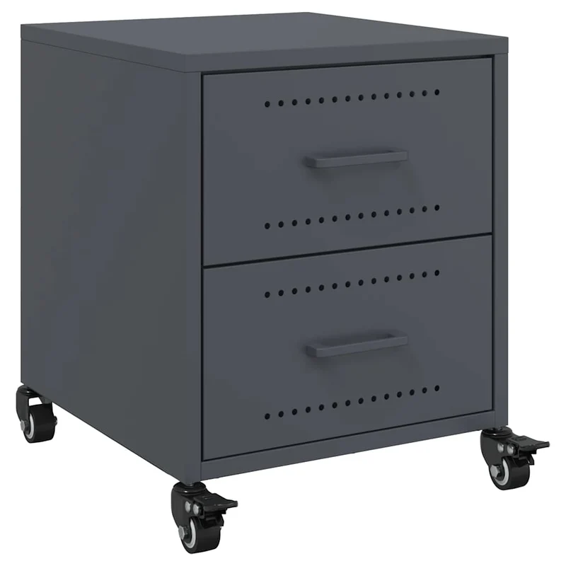 Lot de 2 tables de chevet sur roulettes avec tiroirs 36 x 39 x 43,5 cm acier anthracite DEC034822